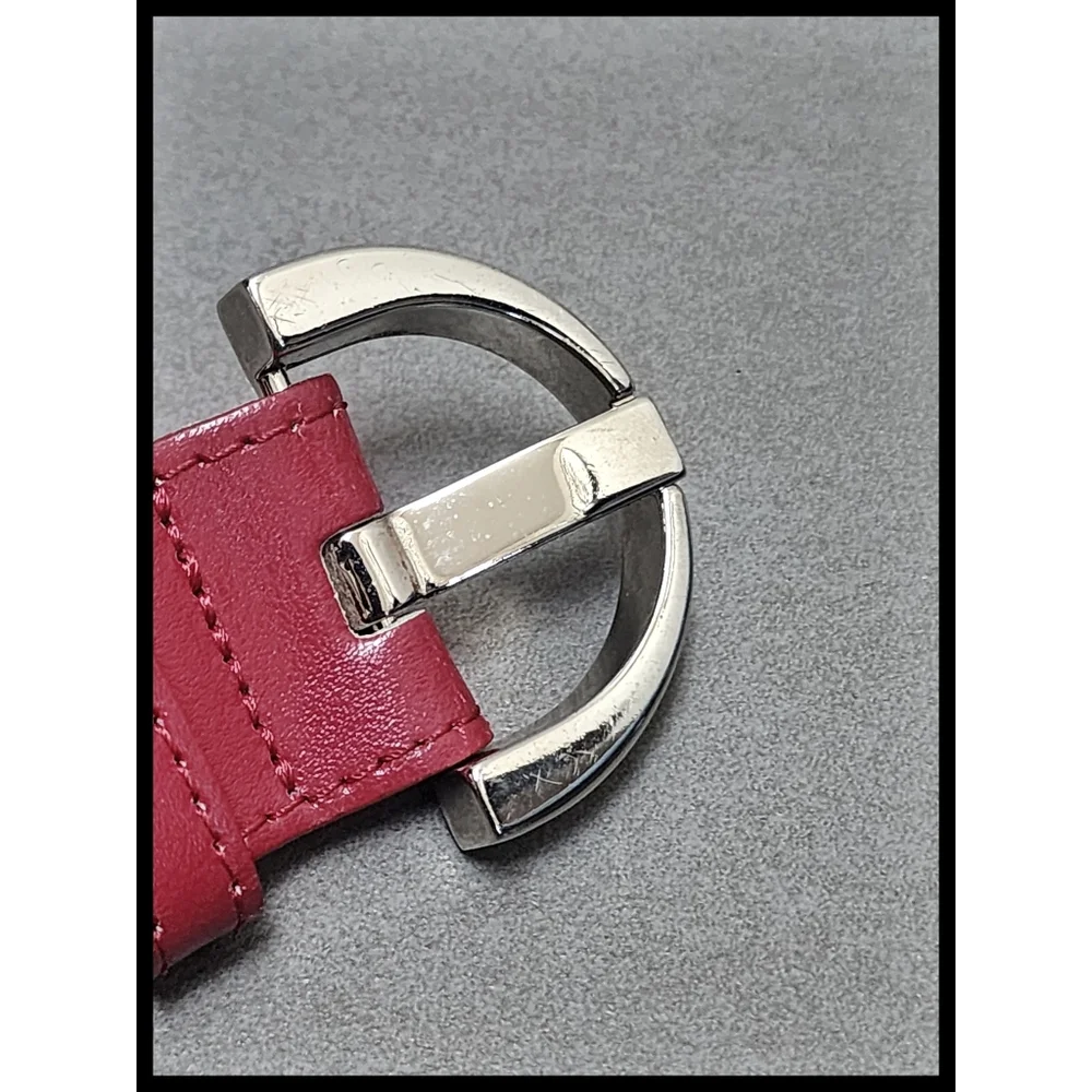 Express Genuine Leather Belt Made In Italy Metal D Buckle Rasberry Red Small